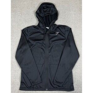 GymShark Arrival Hoodie Men's XL Full Zip Black Athletic Sweatshirt Pockets Logo